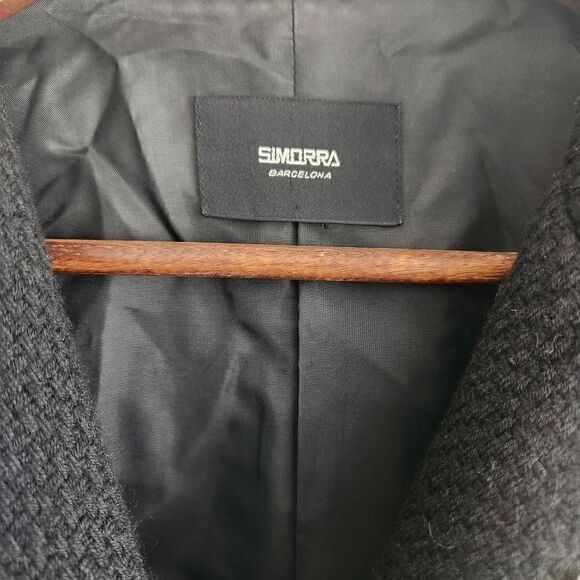 Simorra Barcelona Jacket Blazer Womens 10 Wool Fringe Button Front Career Work L - Picture 4 of 8